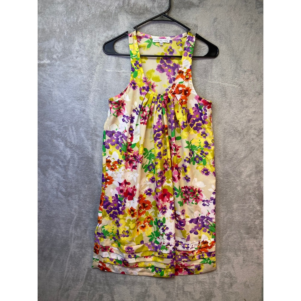 Annalee + Hope Dress Womens 6 Floral Sleeveless Pleated Hem Multicolor EUC